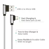 Kép 3/6 - V-TAC szürke, USB - micro USB 1m hálózati kábel - SKU 8636