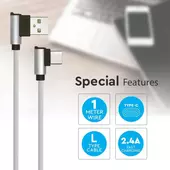 Kép 4/7 - V-TAC szürke, USB - Type-C 1m hálózati kábel - SKU 8639