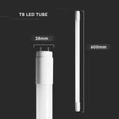 V-TAC T8 forgatható LED fénycső, 60cm, 7.5W természetes fehér, 113 lm/W - SKU 23871