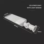 Kép 2/14 - V-TAC utcai LED lámpa, térvilágító alkonyszenzoros lámpatest 100W hideg fehér - SKU 20435