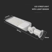Kép 2/14 - V-TAC utcai LED lámpa, térvilágító alkonyszenzoros lámpatest 100W természetes fehér - SKU 20434