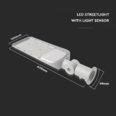 Kép 2/14 - V-TAC utcai LED lámpa, térvilágító alkonyszenzoros lámpatest 150W természetes fehér - SKU 20436