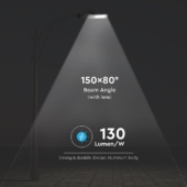 Kép 9/14 - V-TAC utcai LED lámpa, térvilágító ledes lámpatest 160W természetes fehér - SKU 543