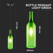 Kép 2/5 - V-TAC üveg alakú, zöld lámpa, függeszték E14 foglalattal - SKU 3767