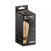 Kép 3/6 - V-TAC Vintage 4W borostyán E27 meleg fehér ART filament ST64 LED égő - SKU 217474