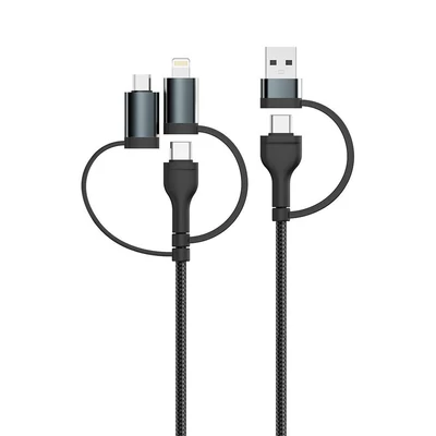 V-TAC 5in1 hálózati töltőkábel, Type-C, USB-A, microUSB és Lightning csatlakozókkal - SKU 7747