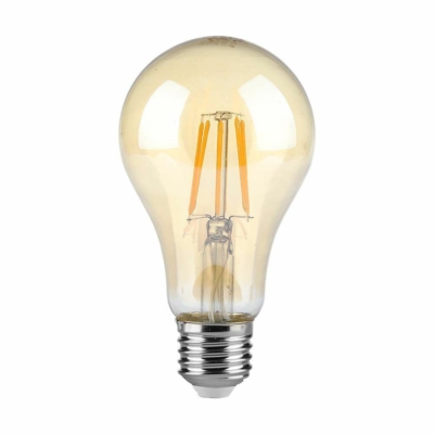V-TAC 10W borostyán E27 filament A60 LED égő, 2200K, 95 Lm/W - SKU 217157