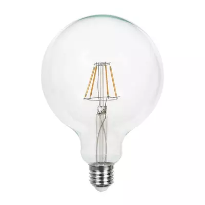 V-TAC 10W E27 hideg fehér filament G125 LED égő - SKU 214424