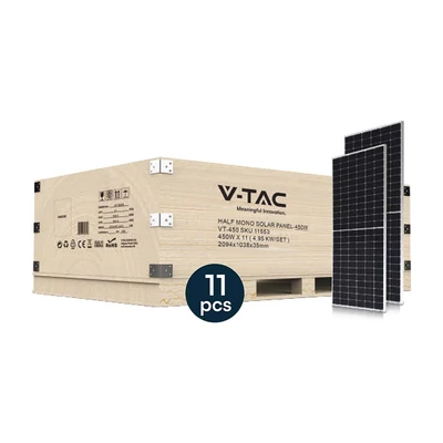 V-TAC 11 darab 450W Mono félcellás szolár panel, napelem, 2094x1038x35mm - SKU 11553