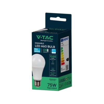 V-TAC 11W E27 meleg fehér dimmelhető A60 LED égő - SKU 2120044