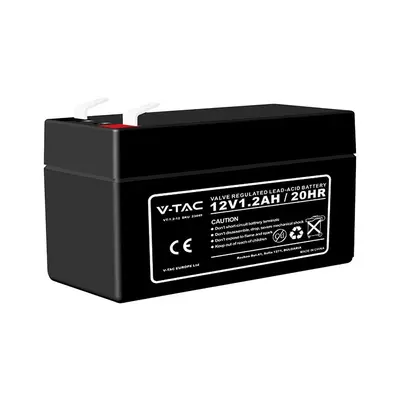 V-TAC 12V 1.2Ah Ólomsavas akkumulátor, zselés akku T1 saruval - SKU 23449