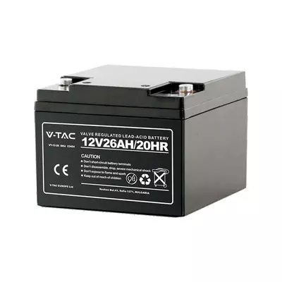 V-TAC 12V 26Ah Ólomsavas akkumulátor, zselés akku M5 csatlakozóval - SKU 23454