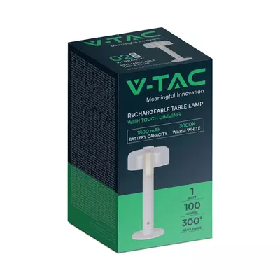 V-TAC 1W fehér, érintéssel vezérelhető akkumulátoros LED lámpa, meleg fehér - SKU 7941