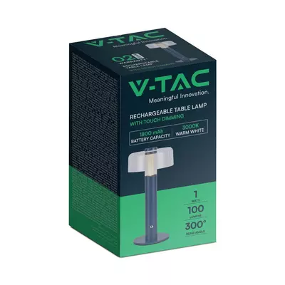 V-TAC 1W kék, érintéssel vezérelhető akkumulátoros LED lámpa, meleg fehér - SKU 7942