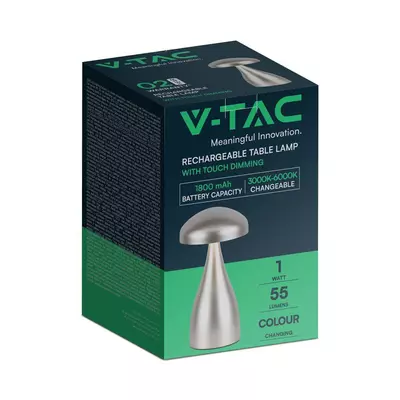 V-TAC 1W pezsgőarany, érintéssel vezérelhető akkumulátoros LED gomba alakú lámpa, CCT - SKU 7897