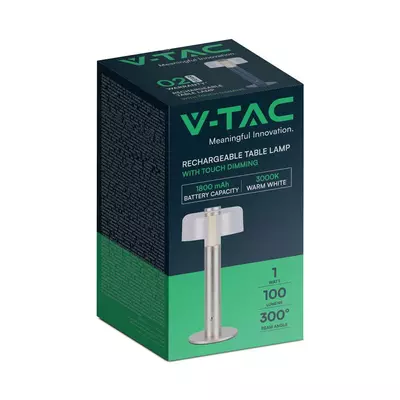 V-TAC 1W pezsgőarany, érintéssel vezérelhető akkumulátoros LED lámpa, meleg fehér - SKU 7943