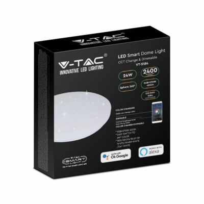 V-TAC 24W csillagos mennyezeti, O28 cm okos LED lámpa, RGB+CCT, 100 Lm/W - SKU 7694