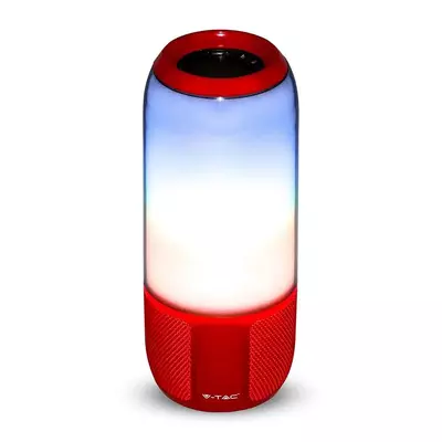 V-TAC 2x3W piros Bluetooth hangszóró LED világítással - SKU 8571
