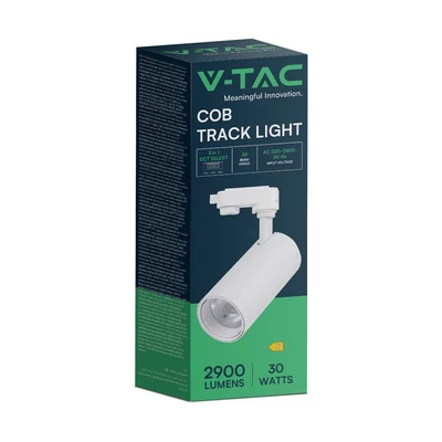 V-TAC 30W COB sínes spotlámpa, állítható színhőmérséklettel, fehér házas - SKU 8142