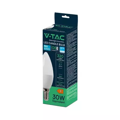 V-TAC 3.7W E14 meleg fehér C37 LED gyertya égő - SKU 8040