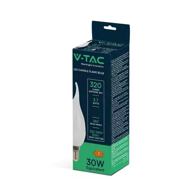 V-TAC 3.7W E14 meleg fehér C37 LED gyertyaláng égő - SKU 214164