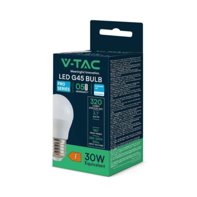 V-TAC 3.7W E27 G45 hideg fehér LED égő - SKU 8047
