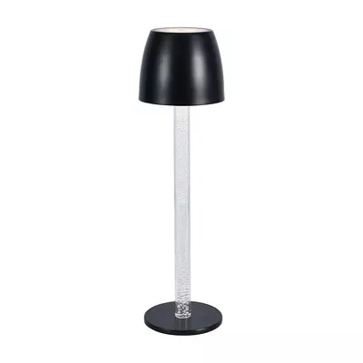 V-TAC 3W asztali akkus lámpa átlátszó lámpatartóval, fekete házzal, meleg fehér - SKU 23095