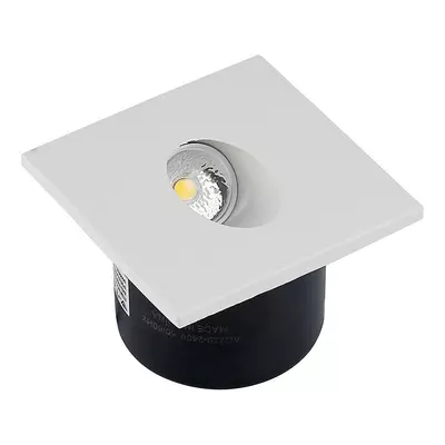 V-TAC 3W beltéri COB LED lépcsővilágítás, szögletes, meleg fehér, 90 Lm/W - SKU 211209