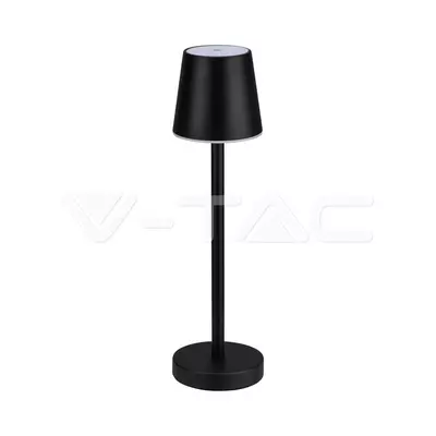 V-TAC 3W fekete, érintéssel vezérelhető akkumulátoros LED lámpa, természetes fehér - SKU 10194