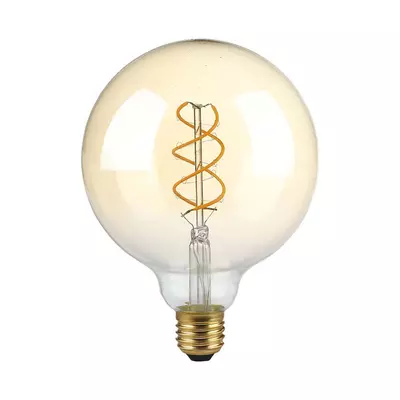 V-TAC 4.8W borostyán E27 dimmelhető spirál filament G125 LED égő, 1800K - SKU 217415