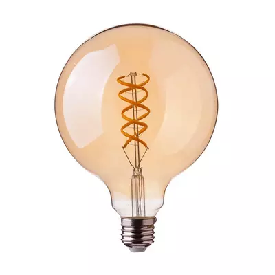 V-TAC 4.8W borostyán E27 spirál filament, G95 LED égő, 1800K - SKU 217217