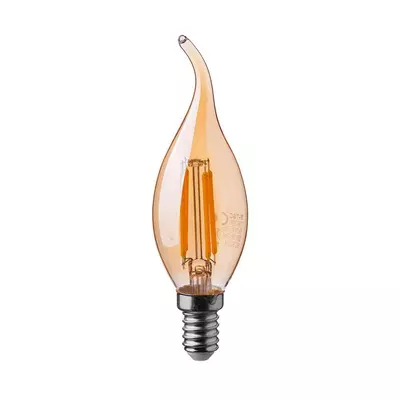 V-TAC 4W borostyán E14 filament C35 LED gyertyaláng égő, 2200K - SKU 217114