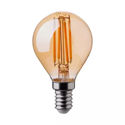 V-TAC 4W borostyán E14 filament P45 LED kisgömb égő, 2200K - SKU 214499
