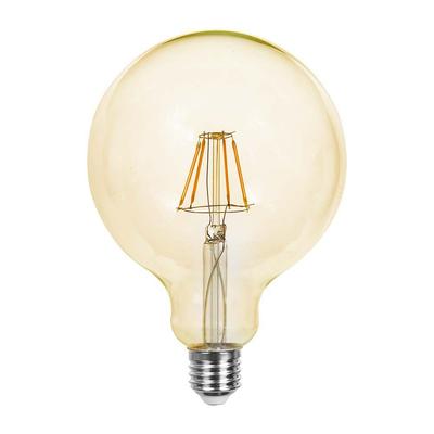 V-TAC 6W borostyán E27 filament G125 LED égő, 2200K, 90 Lm/W - SKU 214473