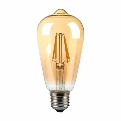V-TAC 4W borostyán E27 filament ST64 LED égő, 2200K - SKU 214361