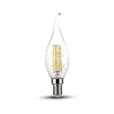 V-TAC 4W E14 hideg fehér filament LED csavart gyertyaláng égő - SKU 4432