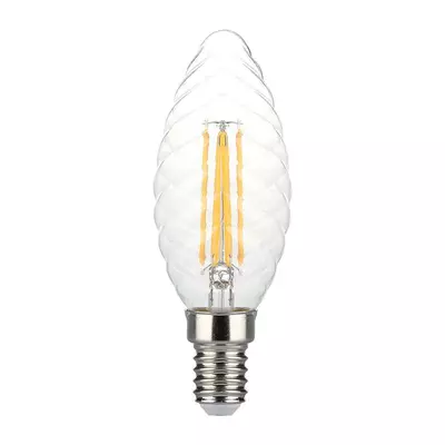 V-TAC 4W E14 meleg fehér dimmelhető filament C35 LED csavart gyertya égő - SKU 214367