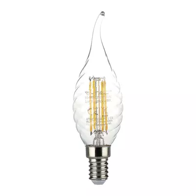 V-TAC 4W E14 meleg fehér filament C35 LED csavart gyertyaláng égő - SKU 214308