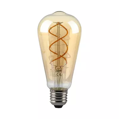 V-TAC 4.8W borostyán E27 filament ST64 LED égő, 1800K - SKU 217218