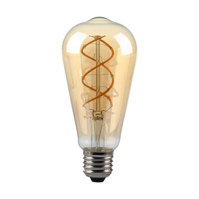 V-TAC 4.8W borostyán E27 dimmelhető spirál filament ST64 LED égő, 1800K - SKU 217416