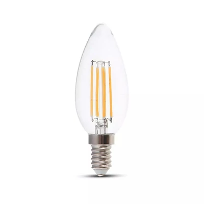 V-TAC 6W E14 hideg fehér filament gyertya LED égő, 130 Lm/W - SKU 2850