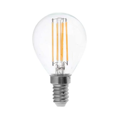 V-TAC 6W E14 meleg fehér filament P45 LED égő, 100 Lm/W - SKU 212845