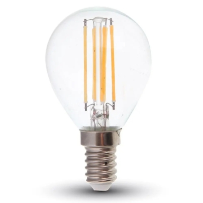 V-TAC 6W E14 meleg fehér filament P45 LED égő, 130Lm/W - SKU 2854