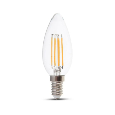 V-TAC 6W E14 természetes fehér filament LED gyertya égő - SKU 7424