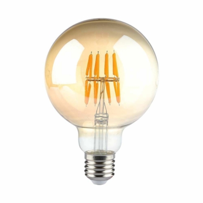V-TAC 8W borostyán E27 G95 filament LED égő, 2200K - SKU 217145
