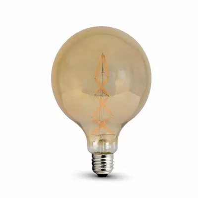 V-TAC 8W borostyán E27 filament G125 LED égő, 2200K - SKU 7149