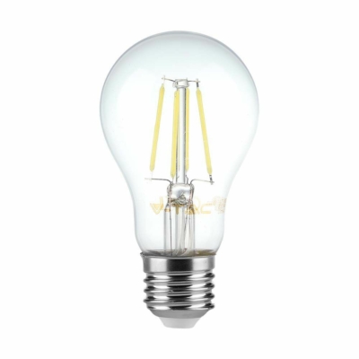 V-TAC 8W E27 meleg fehér dimmelhető filament A60 LED égő - SKU 212815