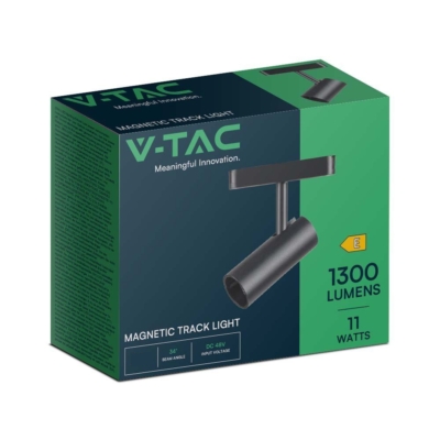 V-TAC állítható 11W spot LED lámpatest Slim 48V mágneses sínhez, hideg fehér - SKU 10253