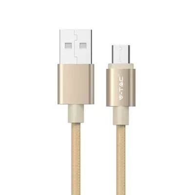 V-TAC arany, USB - Micro USB 1m hálózati kábel - SKU 8490