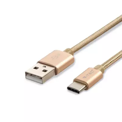 V-TAC arany, USB - Type-C 1m hálózati kábel - SKU 8493